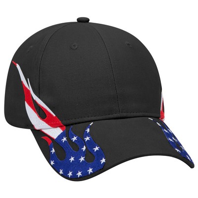 OTTO United States Flag Flame Pattern Brushed Cotton Twill 6 Panel Low Profile Baseball Cap
