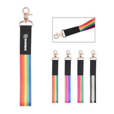 Custom Polyester Wrist Lanyard Strap Keychain W/ Swivel Hook